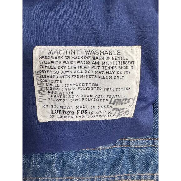 London Fog Vintage Rare HTF Denim Jacket Youth Large Suze 16 Lettermen Patches - Picture 8 of 8